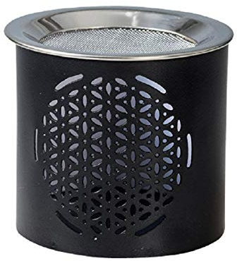 HECK Kirchenbedarf Räucherstövchen 'Blume des Lebens' Schwarz, Eisen, Höhe 6 cm
