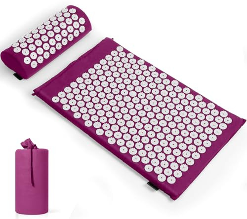 Akupressurmatte, Akupunktur matte, Akkupressmatte mit Kissen, Akkupressurmatte, Massagematte, Akupressure Set Purple, Akupressurmatte Rücken, Shiatsu matte, Fakirmatte,Lila