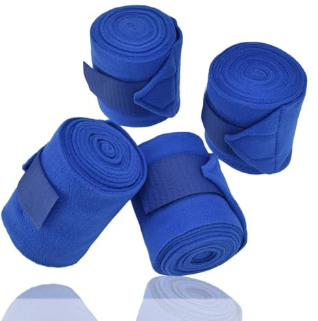 Jwthee 4 Stück Pferdebeinbandagen, Pferdeschwanz-Wickelschutz, Pferdebeinbandagen, Pferde-Polo-Beinbandagen, Reifen- und Schlaufenverschluss, weiches Polyester-Set, Set für Hund, Kuh
