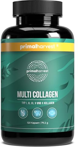 Primal Harvest Multi Collagen Nahrungsergänzungsmittel mit Kollagen Typ I, II, III, V & X, für Männer &Frauen, frei von Milchprodukten, Soja & Gluten, 1 Stück (30 Portionen)