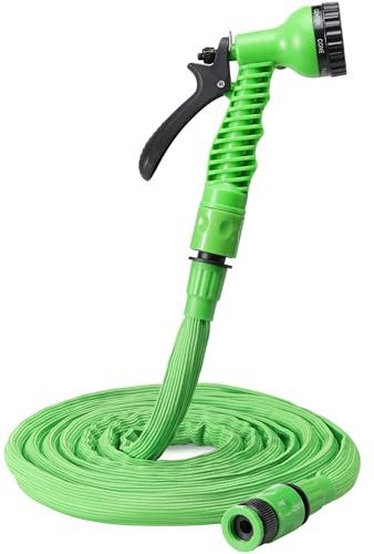 Navaris Flexibler Gartenschlauch 3,75-7,5m - mit 7 Funktionen Brause und Schnelladaptern - Wasserschlauch flexibel dehnbar - Wasser Garten Schlauch