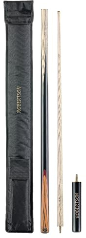 Robertson Snookerqueue, R-3, Profi Snooker Cue 2-teilig mit Verlängerung, Eschenholz, 9 mm Tip, Naturholzdekor, im Set mit Koffer oderTasche