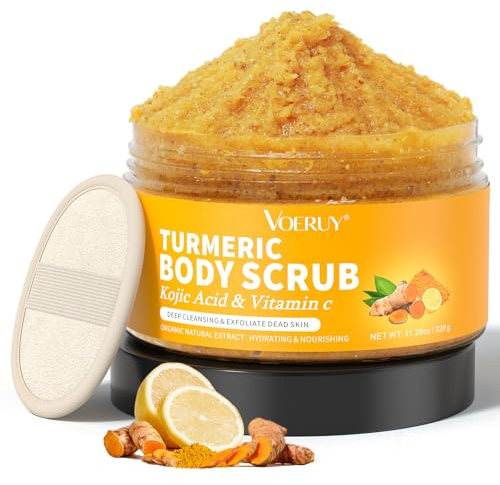 KöRperpeeling,Kurkuma-Vitamin C Peeling, Entfernt Abgestorbene Hautzellen, Reduziert Dunkle Flecken, Tiefenreinigendes Peeling für KöRper, Gesicht, HäNde und FüßE, 320 g