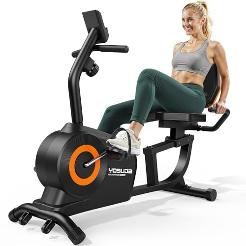 YOSUDA Liegeergometer Testsieger, 16 Widerstufen, Magnetbremse, Leise Liegerad Heimtrainer, verstellbarer Sitz, einfache Montage, LCD-Display und Pulssensoren, 160kg, Heimtrainer Fahrrad für Zuhause