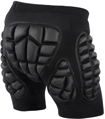AOOWU Gepolsterte Schutz-Shorts, 3D Hüftpolster Eva Protektorenhose, Gepolsterte Hüft-Shorts für Snowboarding, Skaten und Skifahren, Schutz für Hüfte, Po und Steißbein (M)
