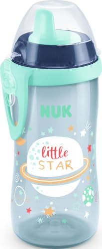 NUK Kiddy Cup Night Trinkbecher für Kleinkinder | 12+ Monate | 300 ml | Auslaufsicheres, verstärktes Mundstück | Leuchtet im Dunkeln | Clip & Schutzkappe | Blau