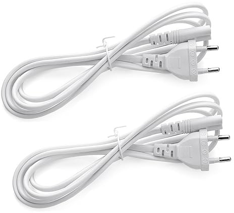 Leloco 2 Stück Stromkabel 2 polig 1,5M Strom Kabel, Netzkabel 2 polig Eurostecker Euro Stecker auf C7 Buchse Euro-Netzkabel Kleingerätekabel TV Blu-Ray Haushaltsgeräte Netzteile（Weiß）
