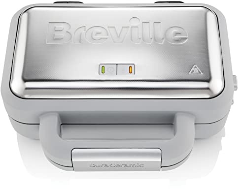 Breville DuraCeramic Waffeleisen | Leicht zu reinigendes Waffeleisen mit Antihaftbeschichtung und tiefen, herausnehmbaren Platten | Weiß und Edelstahl [VST072X]