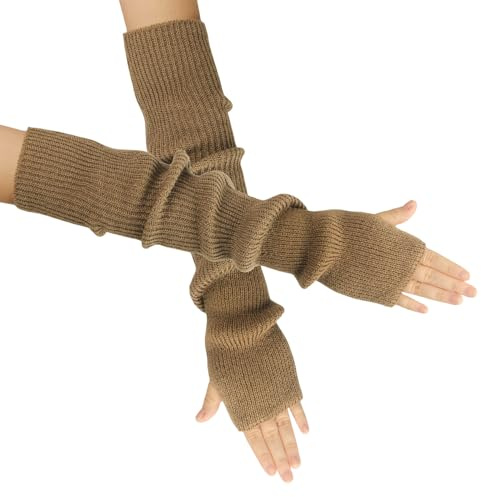 OTKARXUS Armstulpen Damen,1 Paar Lang/Kurz Fingerlose Handschuhe Stricken mit Daumenloch,Winter Warme Pulswärmer Fäustlinge für Frauen Damen Mädchen
