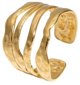 Positiva Jewelry Breiter Statement Ring Damen – Verstellbarer Stapelring Damen, wasserfest & hautfreundlich – Schmuck für Frauen mit Geschenkverpackung