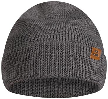 DANISH ENDURANCE Merino Mütze, Klassische Wollmütze, Warme Wintermütze, Thermo Beanie, Unisex, für Damen & Herren, Grau, One Size