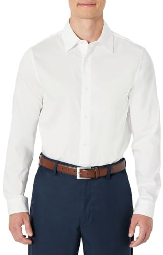 Amazon Essentials Herren Langärmliges, knitterfreies Slim-Fit-Stretch-Anzughemd