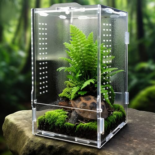 GTSEEMUU Faunarium, Insektenterrarium, Acryl-Terrarium, Allzweckbehälter für Reptilien, Amphibien, Sprungspinnen, Vogelspinnen, Schnecken, Frösche und Insekten, 4.7" x 4.3" x 7.8"