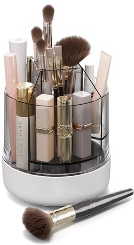 CTIME Make up Organizer mit 5 Höhenfächern für Pinsel, Lippenstifte & Stift | 360° drehbarer, Schminktisch Organizer, für Schlafzimmer, Badezimmer und Schminktisch