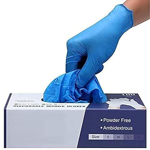 PRAIMA Einweghandschuhe, 100 Stück, Blau Einmalhandschuhe L, Puderfrei & Latexfrei, Extra Stark & Reißfest, Nitrilhandschuhe für Tattoo, Lebensmittel, Reinigung & Mehr