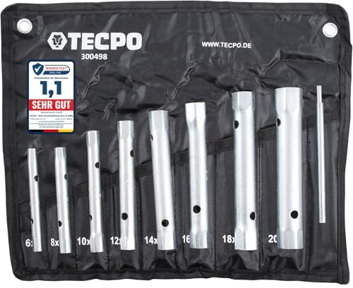 TECPO Rohr Steckschlüssel Satz Rohrschlüssel Set Werkzeug Schlüssel, 6x7-20x22 mm, 8-tlg