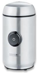 SEVERIN Kaffee- und Gewürzmühle, Aromaschonendes Mahlen dank hochwertigem Edelstahlmesser, Individuell einstellbarer Mahlgrad per Tastendruck, 150 W, ca. 50g Kapazität, silber, KM 3879