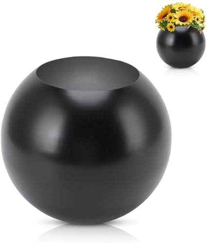 Runde Vase, Nordischer Stil Moderne Edelstahl Blumenvase, Deko Vase Im Runden Design, Elegante Dekovase Für Wohnzimmer, Ball Vase 14cm Black, Blumenvase Für Wohnkultur, Tulpenvase Für Ornament