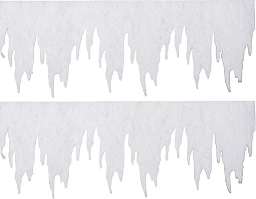 naninoa Winterdeko EISZAPFEN - GIRLANDEN. 2 Stück. Ca 98 x 30cm. Aus SCHNEEWATTE, ca 1cm dick. Schneegirlande, Eiszapfengirlande.