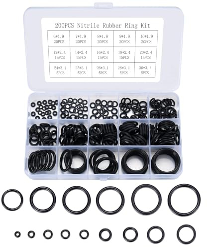 Newoutset 200 Stück O Ring Dichtungsringe, 15 Größen Gummischeiben Dichtungs, elektrische Dichtungssatz, isolierende Rohrleitungen Klempner Unterlegscheiben Sortiment Set
