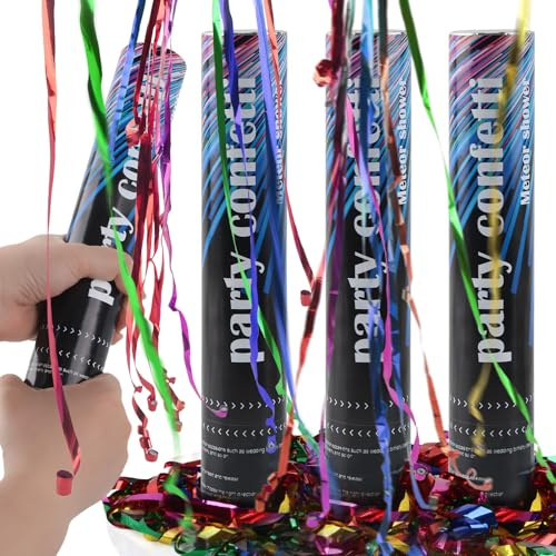 Konfettikanone Geburtstag und Hochzeit, SilverChry Party Popper Set, Konfettikanonen Poppers (Farbe)
