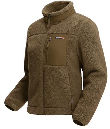 Pioneer Camp Fleecejacke Damen Windabweisend Teddyjacke Hoodie Jacke | Teddyfleece Jacke Elastische Bündchen Outdoor Winterjacke mit 3 Reißverschlusstaschen für Wandern, Camping und Alltag