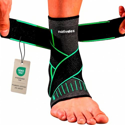 NativoDex Sprunggelenkbandage, Knöchelbandage, Fußbandage für Achillessehne | Bandage Fußgelenk für Rechts und Links · Achillessehnenentzündung und Plantarfasziitis · Verstellbare Riemen