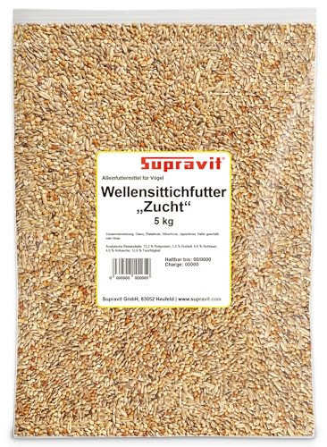 Supravit Wellensittichfutter Zucht 5kg – hochwertige Zuchtmischung als Hauptfutter für Wellensittiche & kleine Sitticharten – Jungvogelfutter & Mauserfutter zur Förderung der Zucht