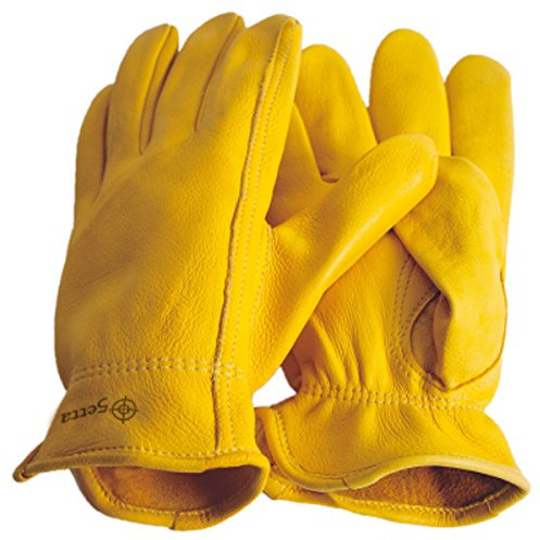Hirschleder Handschuhe Premium Reithandschuhe Western Cowboy, Gelb / Beige, M = 9