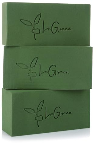 LaGreen Blumensteckschaum 3er Pack - Steckmasse Steckschwamm für Frischblumen, Trockenblumen, Blumengesteck und Adventskranz - 20 x 10 x 7 cm (Grün)