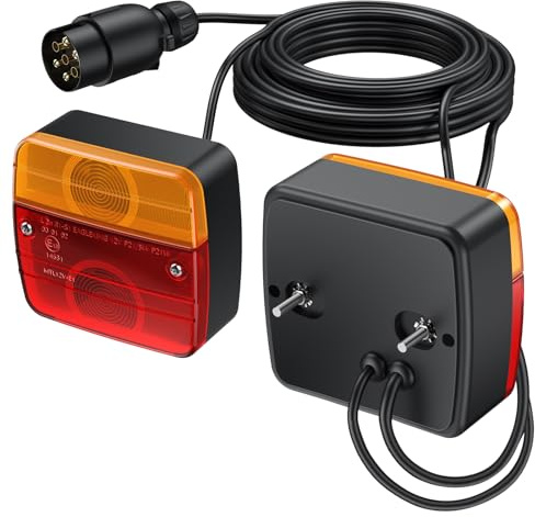 Justech Rückleuchten Rücklicht Set PKW-Anhänger Rücklicht Komplettset Leuchtensatz Anhängerbeleuchtung 12V 7-Pin Stecker mit 7,5m Kabel 5 Funktionen mit E11 für Wohnwagen Anhänger KFZ