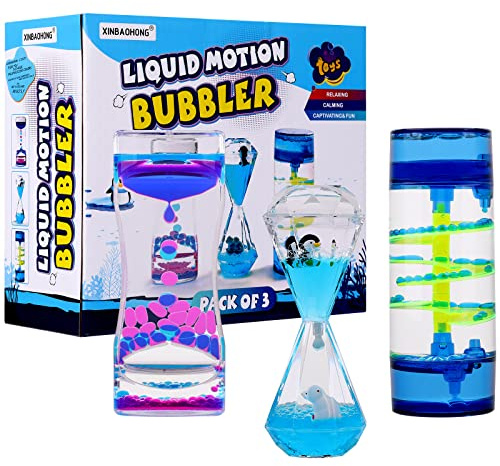XINBAOHONG Tropfen Sanduhr Flüssig Bewegung Blasen 3 Stück Liquid Motion Bubble Timer Sanduhr Dekompressionsölleck Schreibtisch Spielzeug Geschenk for Kinder und Erwachsene