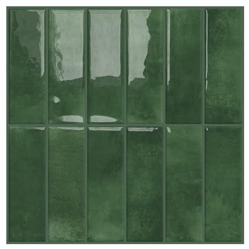 DEWOO 20-Stück Fliesenaufkleber Klebefliesen Grün Metro Fliesen Selbstklebend Wandfliesen Fliesenfolie Küche Bad Rechteckig, (30.5 x 30.5 cm)