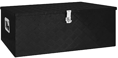 vidaXL Aufbewahrungsbox Aluminiumkoffer Aluminiumbox Lagerbox Lagerkiste Transportkoffer Transportkiste Schwarz 100x55x37cm Aluminium