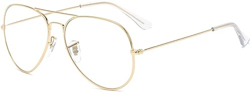 Musivon Brille Ohne Stärke Damen Herren - Retro Pilotenbrille 80er Fakebrillen
