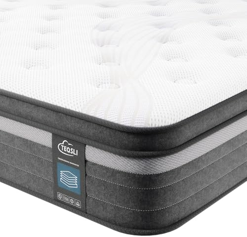 TeQsli Gel Taschenfederkernmatratze 140x200 cm 25 cm Höhe 9-Zonen Matratze H3 H4 Härtegrad, Orthopädische & Ergonomische Federkernmatratze mit Gel-Memory-Schaum, Öko-Tex & CertiPUR Zertifiziert