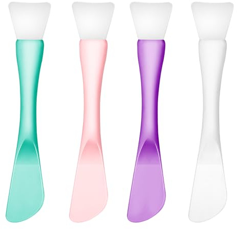 Silikon Gesichtsmasken Pinsel, 4 Stück Doppelseitiger Maskenpinsel Silikon Masken Pinsel Wiederverwendbare Waschbarer Applikator Pinsels für Hautpflege, Schlafmaske, Schlammmaske, Skin Care Aesthetic