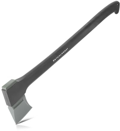 STAHLWERK Axt CA-775 ST 775 mm Beil | Spaltaxt | Spaltbeil | Universalaxt | Campingaxt | Campingbeil | Fiberglasbeil | Forstaxt aus geschmiedetem Carbon-Stahl mit stoßhemmendem Fiberglas-Griff