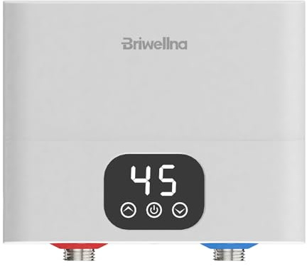 Briwellna Elektrisch Instant Durchlauferhitzer Küche Klein Warmwasserbereiter mit LED Temperaturanzeige 220v 5500W für Küche und Badezimmer