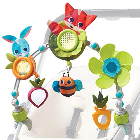 Tiny Love Sunny Stroll Spielbogen mit interaktivem Rasselspielzeug, nutzbar ab 0 M +, mit flexiblen Universal Clips passend für die meisten Kinderwagen, Meadow Days