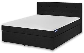 Traumnacht Boxspringbett, mit 7-Zonen Tonnentaschenfederkernmatratzen (H3) und Komfortschaumtopper, leichter Aufbau, 140 x 200 cm in anthrazit, 4006474397505