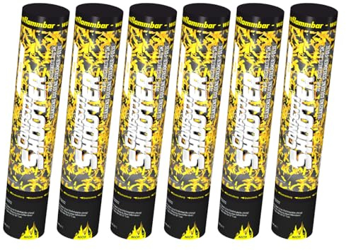 Nico Feuerwerk® Shooter 6er Set, 30 cm Party Popper Gold Metallic, Fanartikel für Fußball-Sommer 2026, Public Viewing, Hochzeit, Geburtstag und Feier