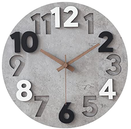Stellarize Wanduhr Ohne Tickgeräusche Modern Holz 3D Küchenuhr für Wohnzimmer Kinderzimmer Büro (30cm)