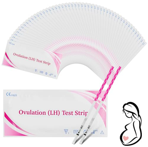 Beugo 50 Stück Ovulationstest Streifen, Ovolationsteststreifen für Eisprung 25 miu/ml Sensitivität, Fruchtbarkeitstest für Frauen, Ovulation Tests (50 Stück Ovulationstest)