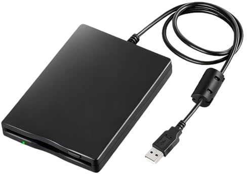 Leikurvo USB Externes Diskettenlaufwerk Tragbar FDD 1,44MB 3,5 Zoll, Slimline Floppy Disk Drive Externe Kartenleser Computerzubehör Extern Entfernbar Kompatibel mit PC und MAC, Plug and Play, Schwarz