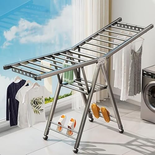 MOPUP Wäscheständer, Flügelwäschetrockner, DREI-Schichten Schwerlast Aluminium Klappbarer Wäscheständer, Geeignet für Lange Kleidung, Stabil & Langlebig, Für Innen- und Außenber