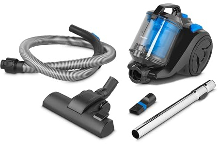 MEDION E2001 Zyklon-Staubsauger (beutellos, 800 Watt Leistung, 2 Liter Staubbehälterkapazität, 7 m Arbeitsradius, waschbarer HEPA-Filter)