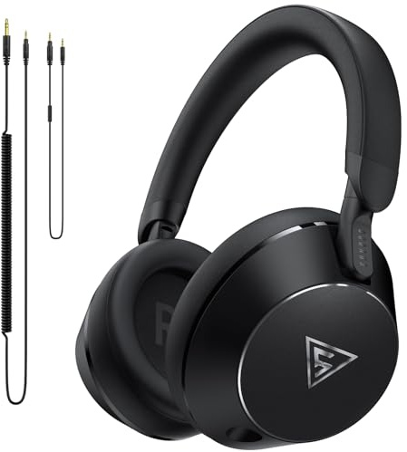 DOQAUS Over Ear Kopfhörer mit Kabel, 50mm HiFi Studio Kopfhörer für DJ & Monitoring, mit 6.35mm & 3.5mm Dual-Stecker, Share Port, Bequeme Ohrpolster, Drehbare Ohrmuscheln, Schwarz