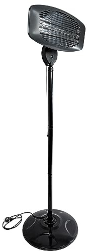 Güde Infrarot Standheizstrahler GIH 2000 (2000W Heizleistung, 3 Heizstufen (650/1035/2000 W), 15 m³ max. Raumheizvermögen, Quarz-Heizelemente, großer Standfuß & Kippschutz & stabiles Metallgestell)