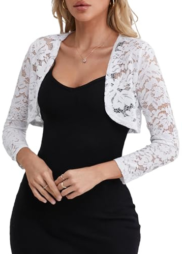 fuinloth Bolero Damen Festlich Spitze Elegant Hochzeit Kurz Abendkleid | Edel und chic, weich und leicht, figurschmeichelnd, vielseitig, in vielen Farben, umfangreiche Größen